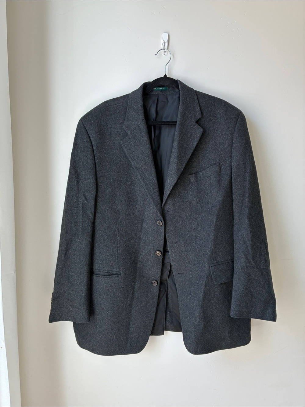 Vintage Lauren Ralph Lauren grey camel wool blazer three button front 46 Tall